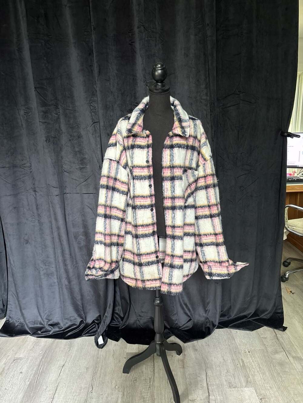 NovaMen Fashion Nova Pink Plaid Brushed Shacket Size XXL